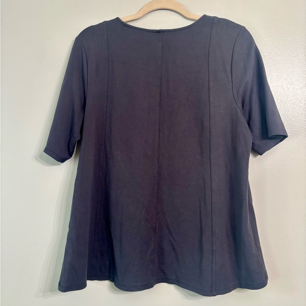 J Jill Wearever Shirt Top dark Gray short Sleeve Pullover Stretch pointe - Picture 3 of 5